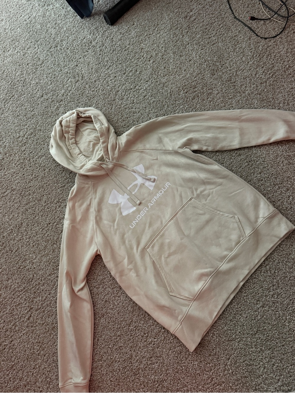 Under Armour Women's Cream Pullover Hoodie with White Logo
